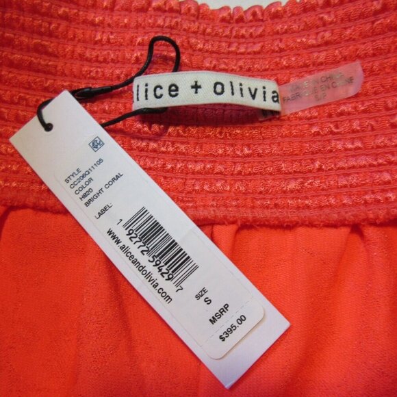 NWT Alice + Olivia Willis in Bright Coral Pajama Patterned Jacquard Pants S - Picture 6 of 7